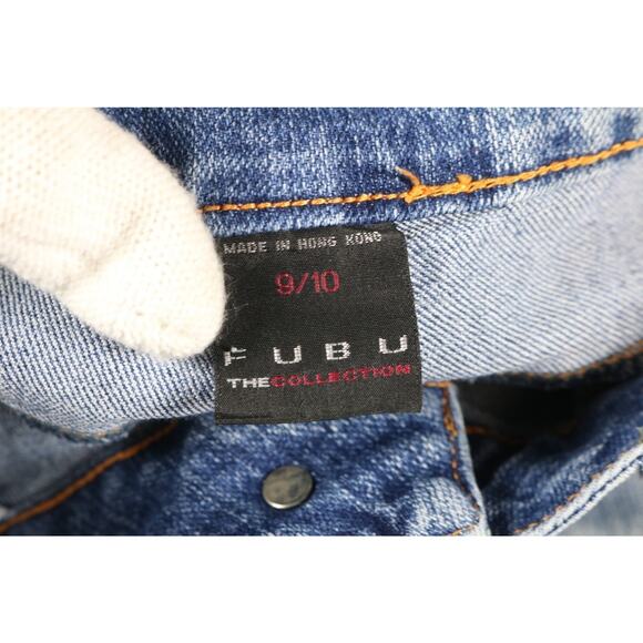 Fubu Jeans Womens 9/10 Denim Jeweled Rhinestone Cropped Y2K Vintage Hong Kong - Picture 3 of 10